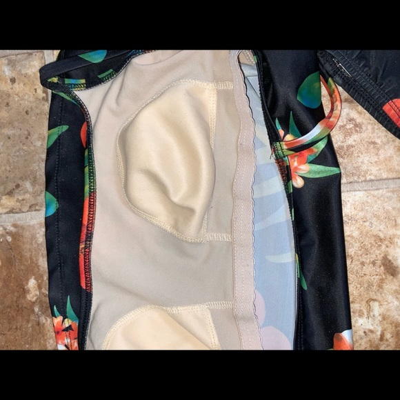 Mixit Black & Orange Tropical Floral Tankini & Skort Swimsuit Size 10 - Picture 3 of 6